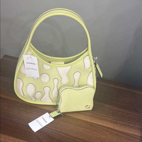 Coach Yellow and Cream Shoulder Bag with Crescent Design - Picture 1 of 9